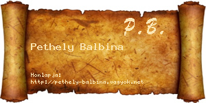 Pethely Balbina névjegykártya